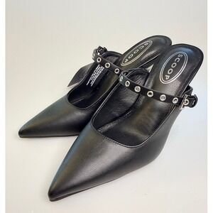 NEW in Box Scoop Black Studded Mary Jane Mule Heels Pointed Toe Size 7